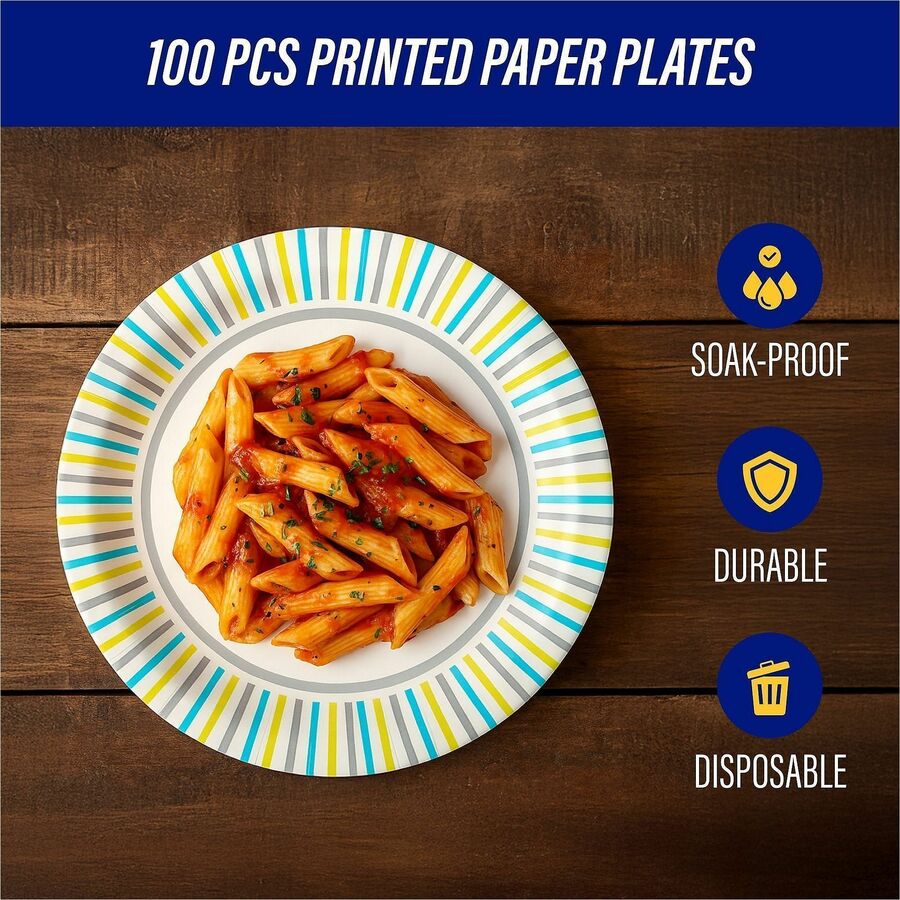Genuine Joe 7" Printed Paper Plates - Alternate-Image2