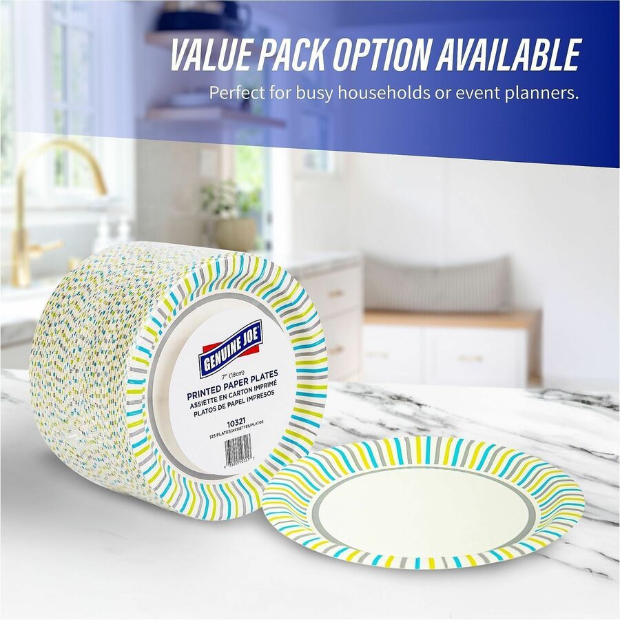 Genuine Joe 7" Printed Paper Plates - Alternate-Image3