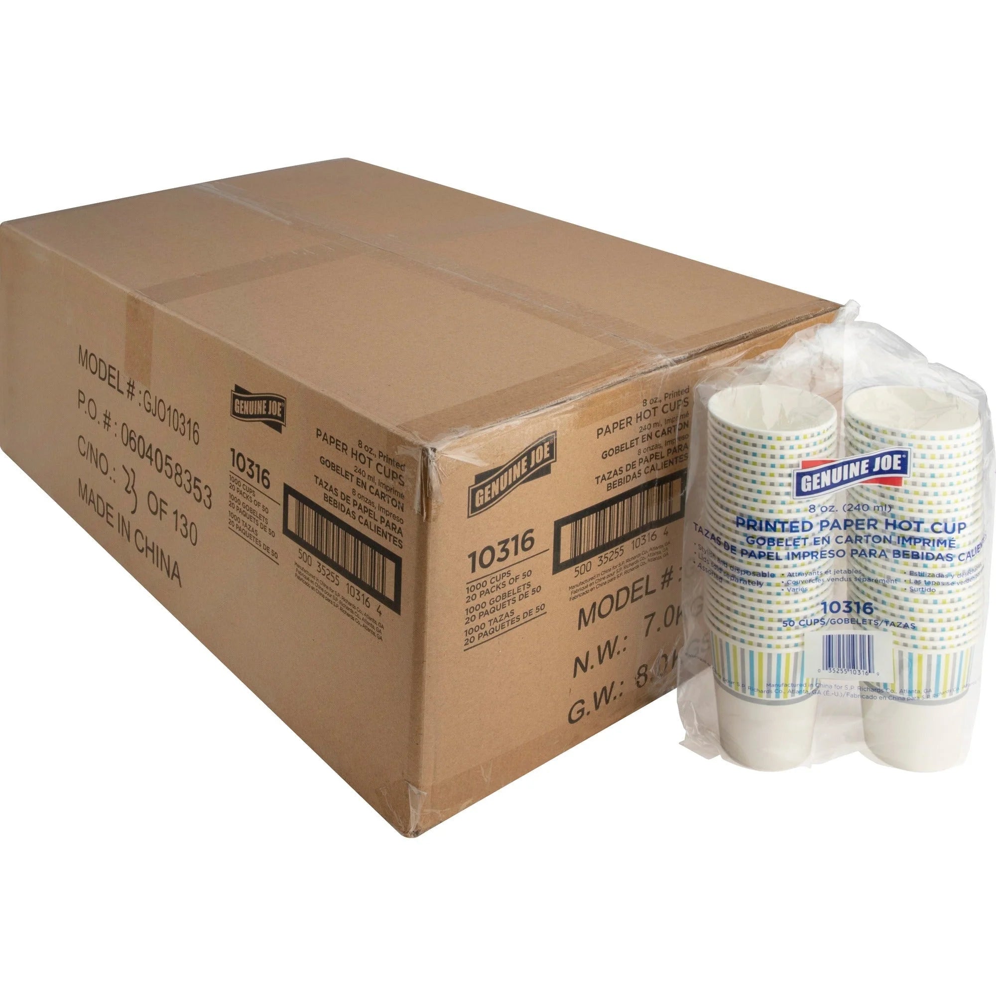 Genuine Joe 8 oz Hot Beverage Cups - Assorted Paper for Drinks
