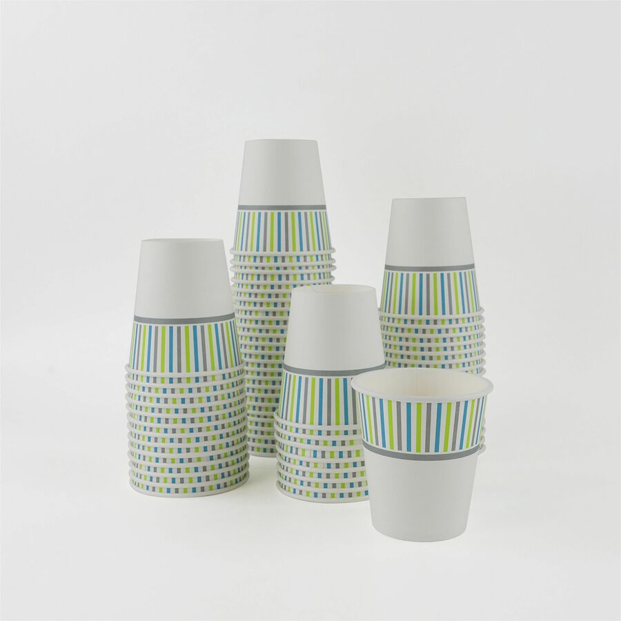 Genuine Joe 8 oz Hot Beverage Cups - fl - Assorted - Paper - Chocolate Cappuccino Tea Coffee - 50/Pack
