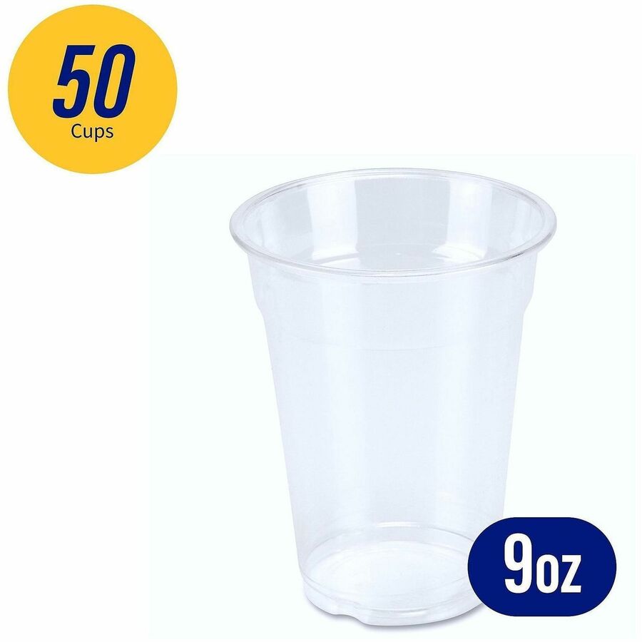 Genuine Joe 9 oz Clear Plastic Cups - fl - Cold Drink Beverage - 50 / Pack