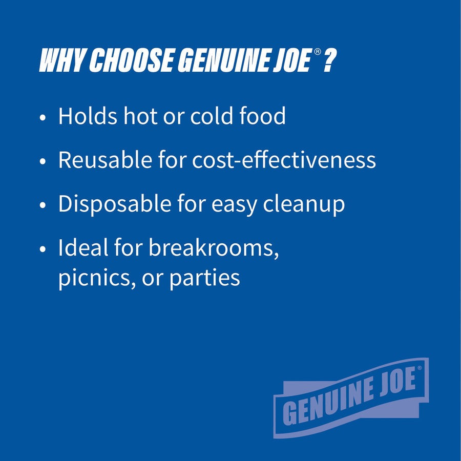 Genuine Joe 9’’ Round Plastic Plates - Disposable - Diameter - Black - Body - 125 / Pack