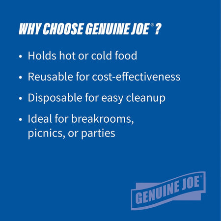 Genuine Joe 9’’ Round Plastic Plates - Disposable - Diameter - Black - Body - 125 / Pack