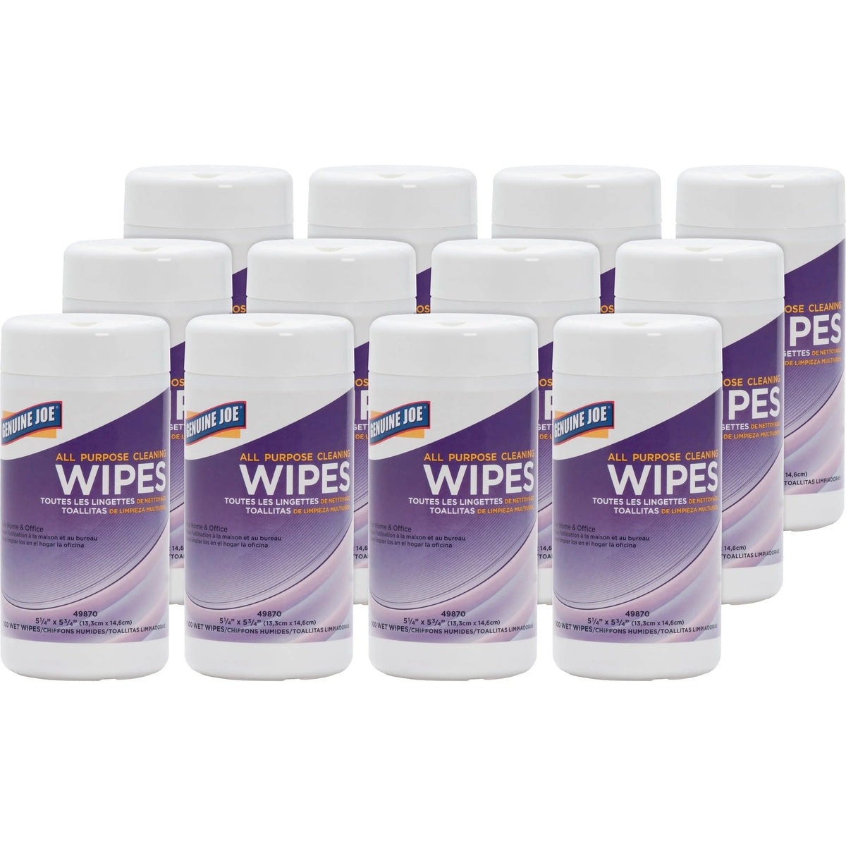 Genuine Joe All Purpose Cleaning Wipes: Pre-moistened Non-toxic - 100/Tub - Wipes