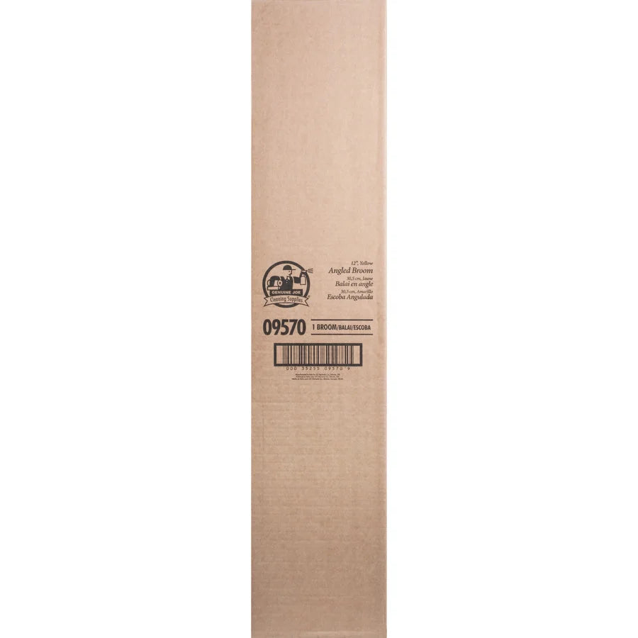 Genuine Joe Angle Broom - Polyvinyl Chloride (PVC) Bristle - 47’’ Handle Length - 54.5’’ Overall - Steel - 1 Each