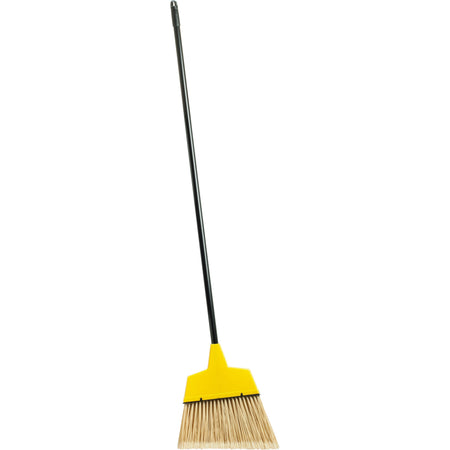 Genuine Joe Angle Broom - Polyvinyl Chloride (PVC) Bristle - 47’’ Handle Length - 54.5’’ Overall - Steel - 1 Each