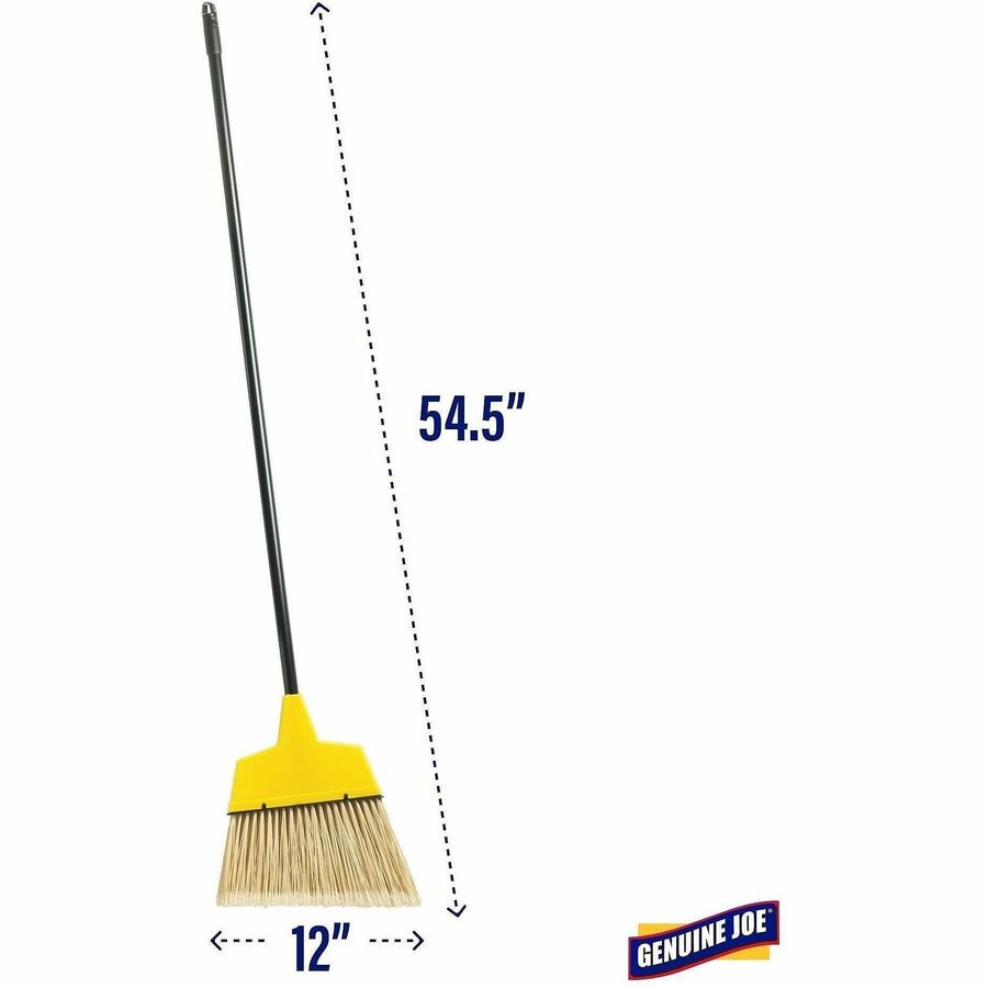 Genuine Joe Angle Broom - Polyvinyl Chloride (PVC) Bristle - 47’’ Handle Length - 54.5’’ Overall - Steel - 1 Each