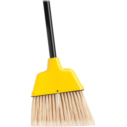 Genuine Joe Angle Broom: PVC Bristle 47’’ Handle - Yellow - Brooms & Sweepers