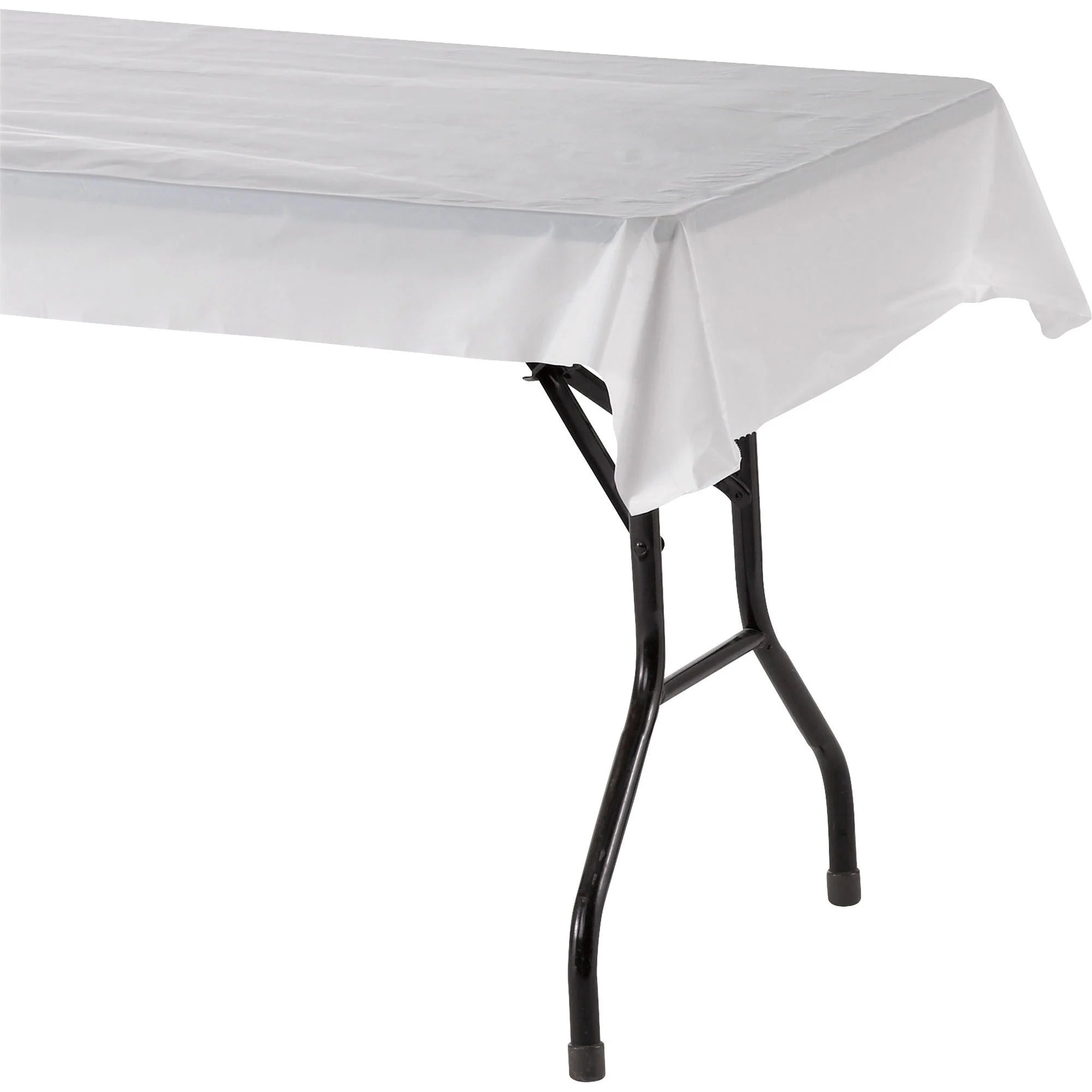 Genuine Joe Banquet-Size Plastic Tablecover - 300 ft Length x 40’’ Width - White - Tablecloths