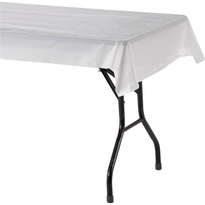 Genuine Joe Banquet-Size Plastic Tablecover - 300 ft Length x 40’’ Width - White - Tablecloths