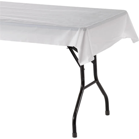 Genuine Joe Banquet-Size Plastic Tablecover - 300 ft Length x 40’’ Width - White - Tablecloths