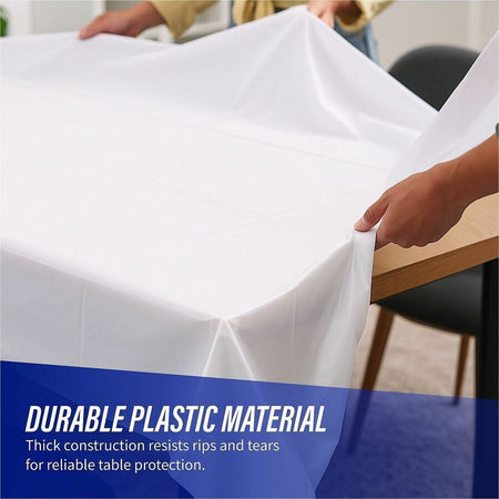 Genuine Joe Banquet-Size Plastic Tablecover - 300 ft Length x 40’’ Width - White - 6 / Carton - Tablecloths