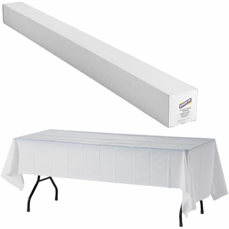 Genuine Joe Banquet-Size Plastic Tablecover - 300 ft Length x 40’’ Width - White - 1 Roll - Tablecloths