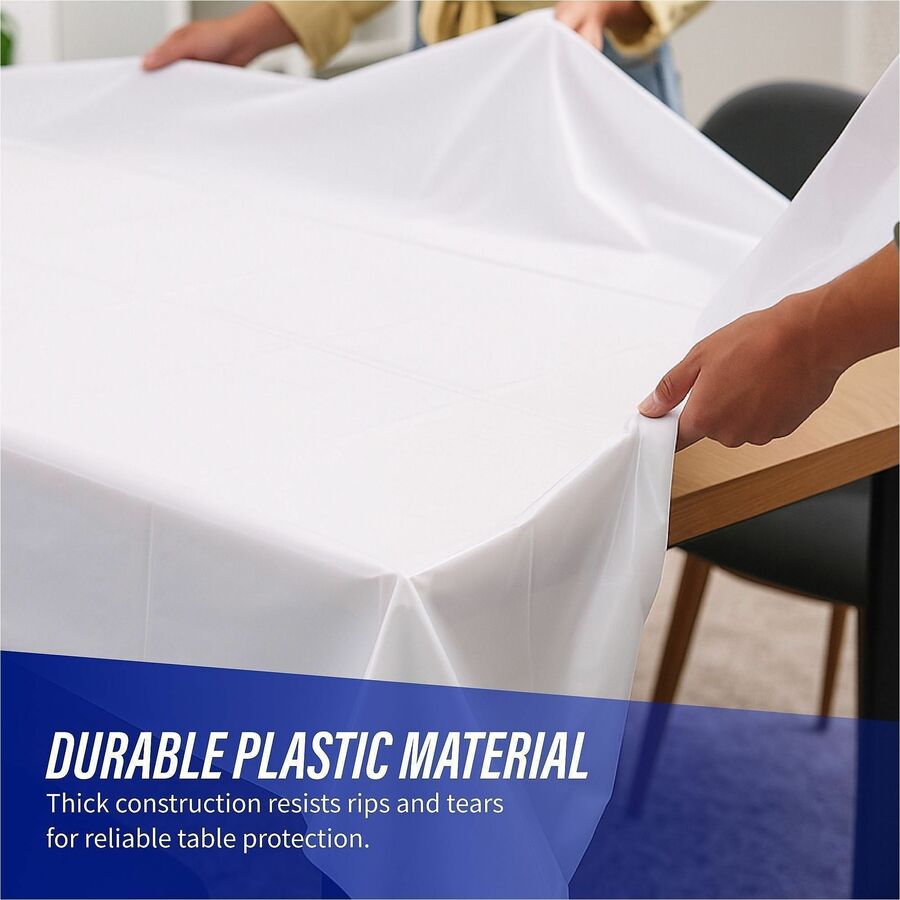Genuine Joe Banquet-Size Plastic Tablecover - 300 ft Length x 40’’ Width - White - 1 Roll - Tablecloths