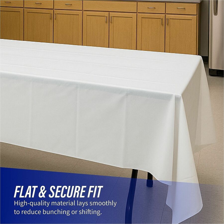 Genuine Joe Banquet-Size Plastic Tablecover - 300 ft Length x 40’’ Width - White - 6 / Carton - Tablecloths