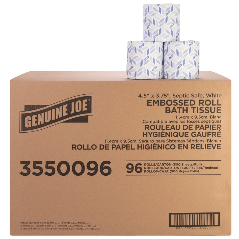 Genuine Joe Bath Tissue: 2-Ply 500 Sheets/Roll White - 96/Carton - Bathroom Tissue