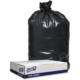 Genuine Joe Black Can Liners: 45 gal 46’’x40’’ 1.20 mil - Recycled - 100/Carton - Trash Bags & Liners