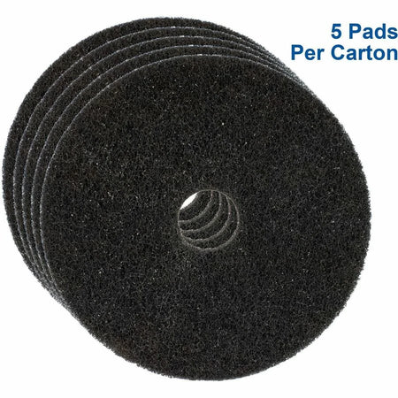Genuine Joe Black Floor Stripping Pad - Heavy Duty 20’’ Diameter - 5/Carton - Machines & Accessories