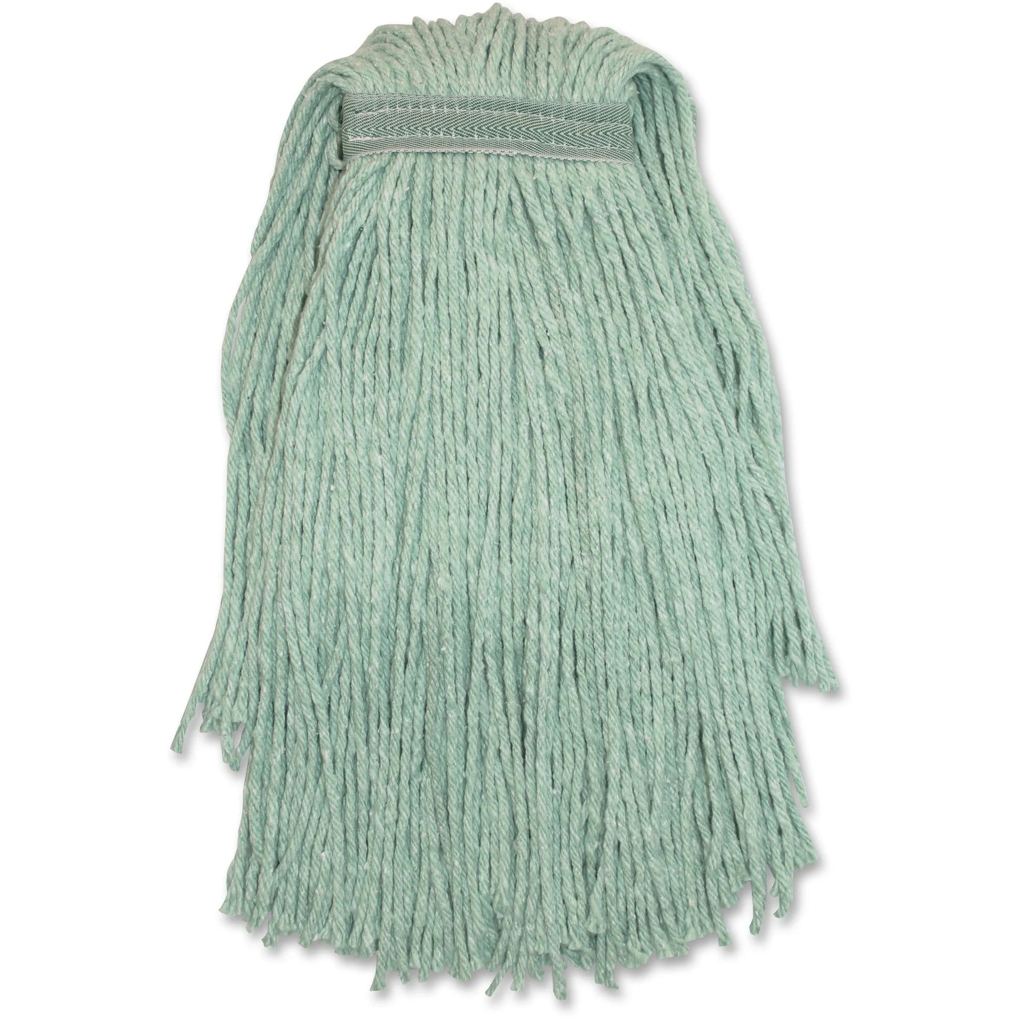 Genuine Joe Blended Yarn Mophead #24: Stain-Resistant & Durable Green - Mops Refills