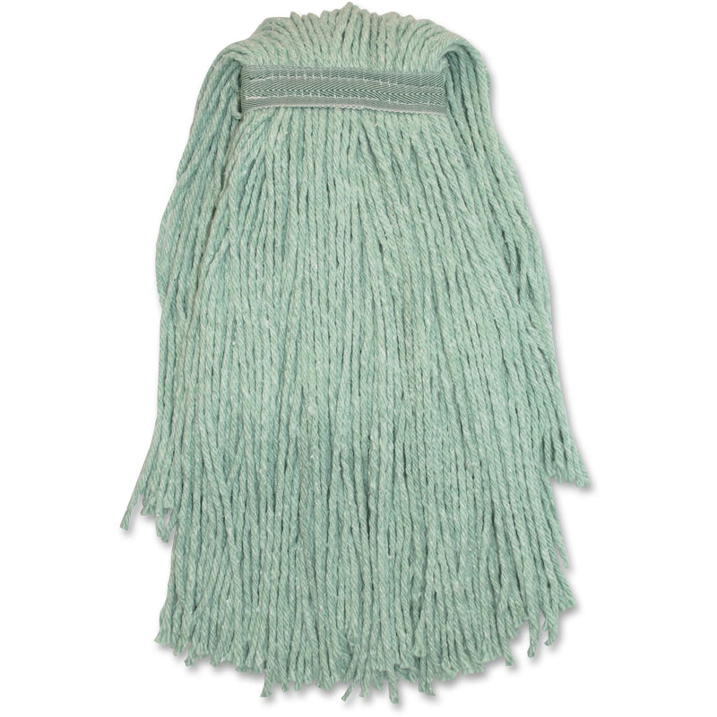 Genuine Joe Blended Yarn Mophead #24: Stain-Resistant & Durable Green - Mops Refills