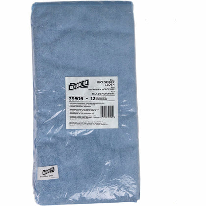 Genuine Joe Blue Microfiber Cloth: Multipurpose Cleaning - 16’’x16’’ - 12/Bag - Sponges Pads & Wipers