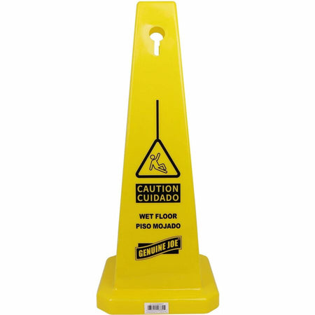 Genuine Joe Bright 4-sided Caution Safety Cone - Front