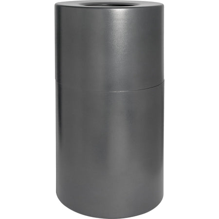 Genuine Joe Classic Cylinder Gray Waste Receptacle - 35 gal - Weather/Fire/Leak Proof - Receptacles