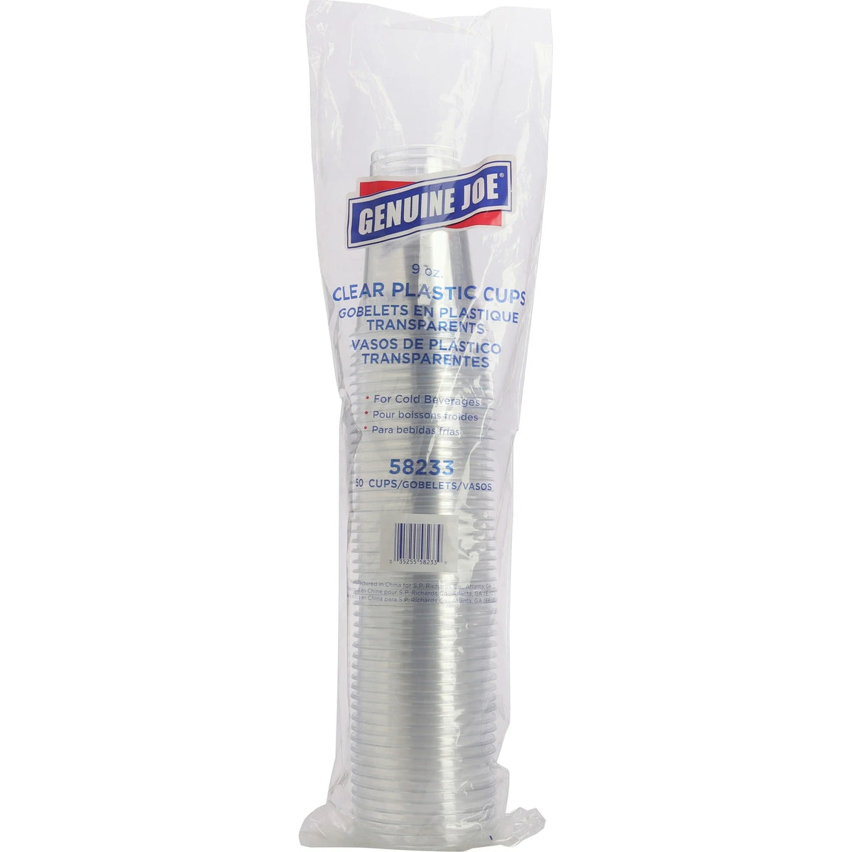 Genuine Joe Clear Plastic Cups - 9 fl oz - Cold Drink - 50 / Pack