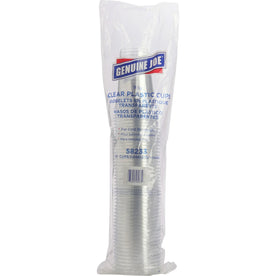Genuine Joe 9 oz Clear Plastic Cups - fl - Cold Drink Beverage - 50 / Pack