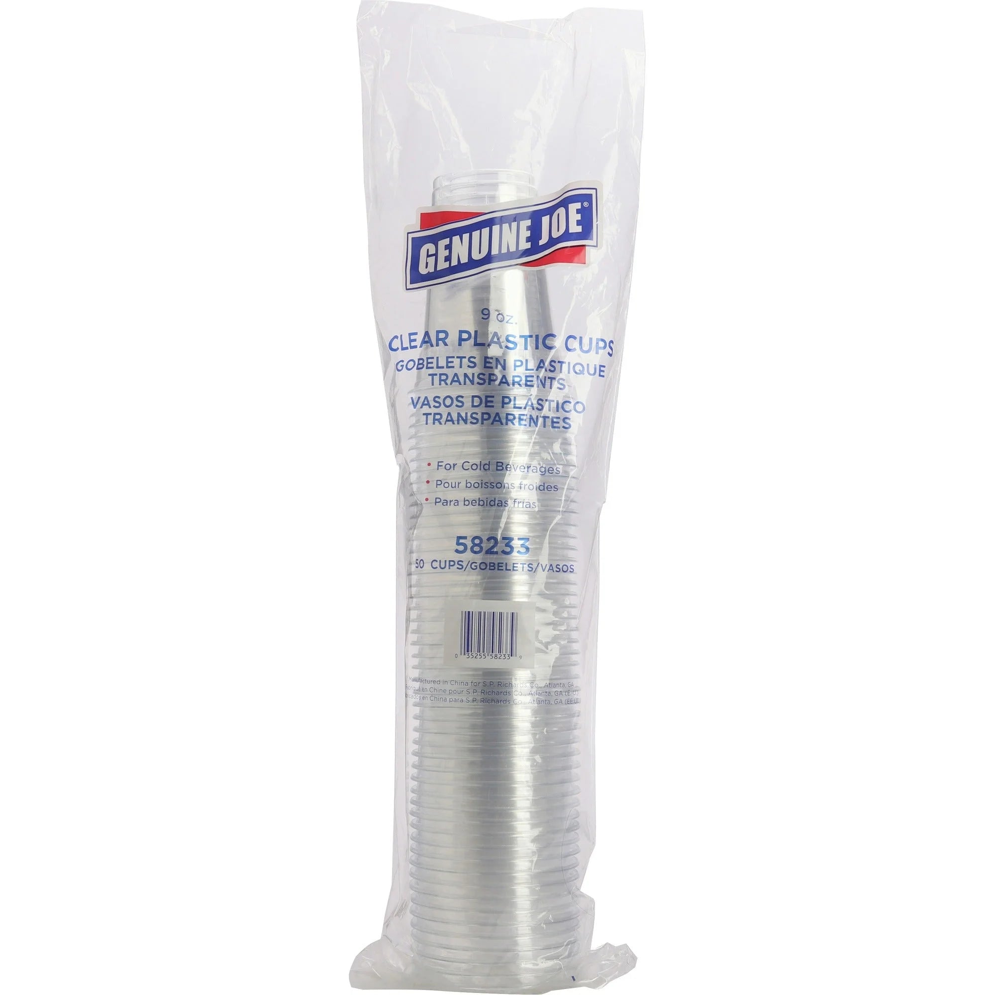 Genuine Joe Clear Plastic Cups - 9 fl oz - Cold Drink - 50 / Pack