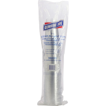 Genuine Joe Clear Plastic Cups - 9 fl oz - Cold Drink - 50 / Pack