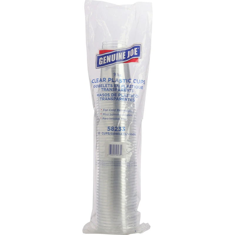 Genuine Joe 9 oz Clear Plastic Cups - fl - Cold Drink Beverage - 50 / Pack