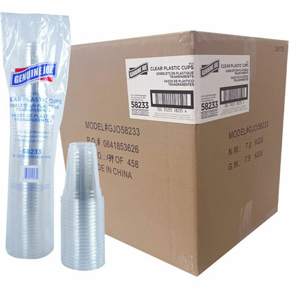 Genuine Joe Clear Plastic Cups - 9 fl oz - Cold Drink - 50/Pack