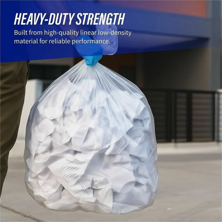 Genuine Joe Clear Trash Can Liners - 56 gal Capacity - Multipurpose - Recycled - Bags &