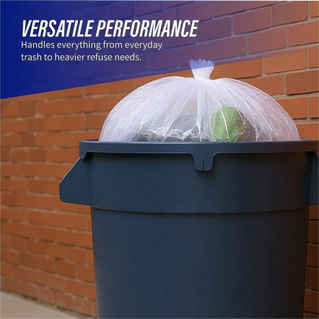 Genuine Joe Clear Trash Can Liners - 60 gal Capacity - 100/Carton - Bags &