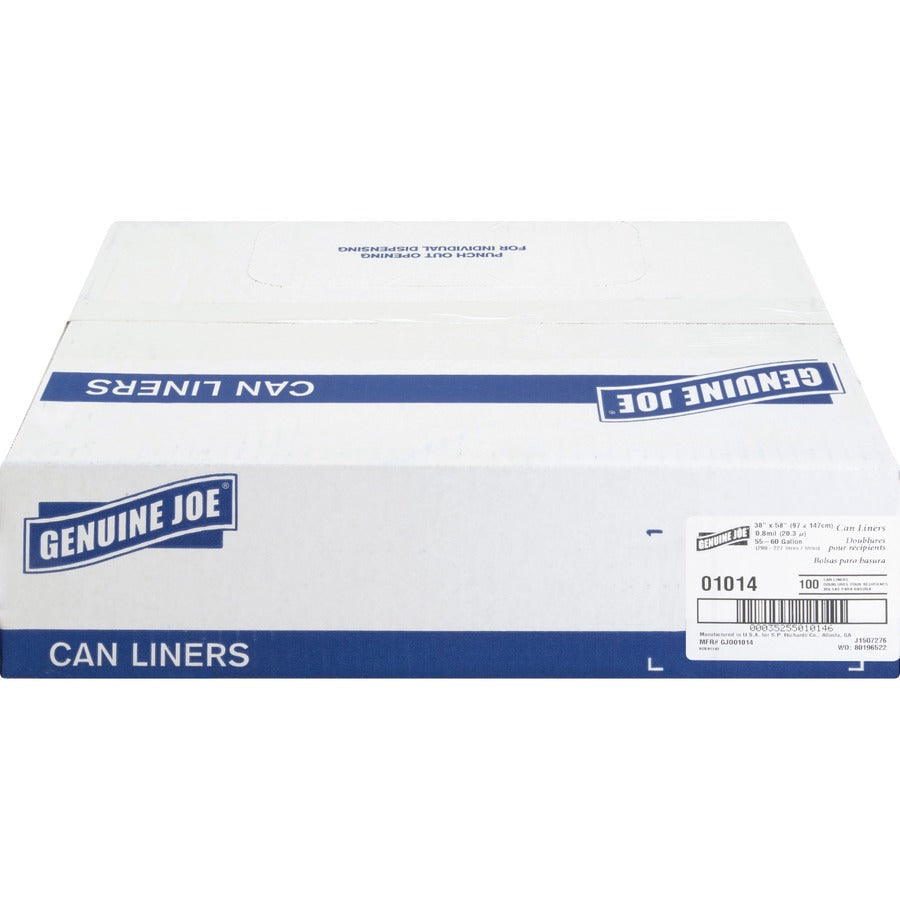 Genuine Joe Clear Trash Can Liners - Front