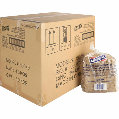 Genuine Joe Corrugated Cup Sleeves: Brown 50/Pack - 20/Carton - Cups