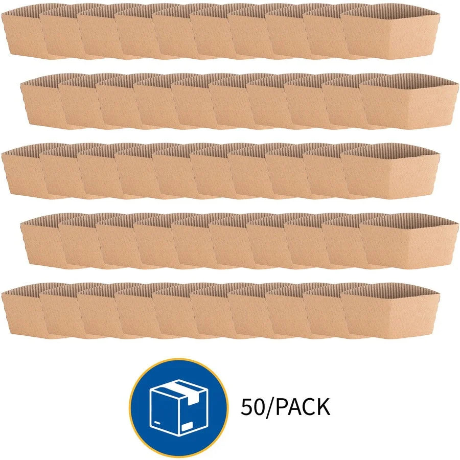 Genuine Joe Corrugated Cup Sleeves: Brown 50/Pack - Cups