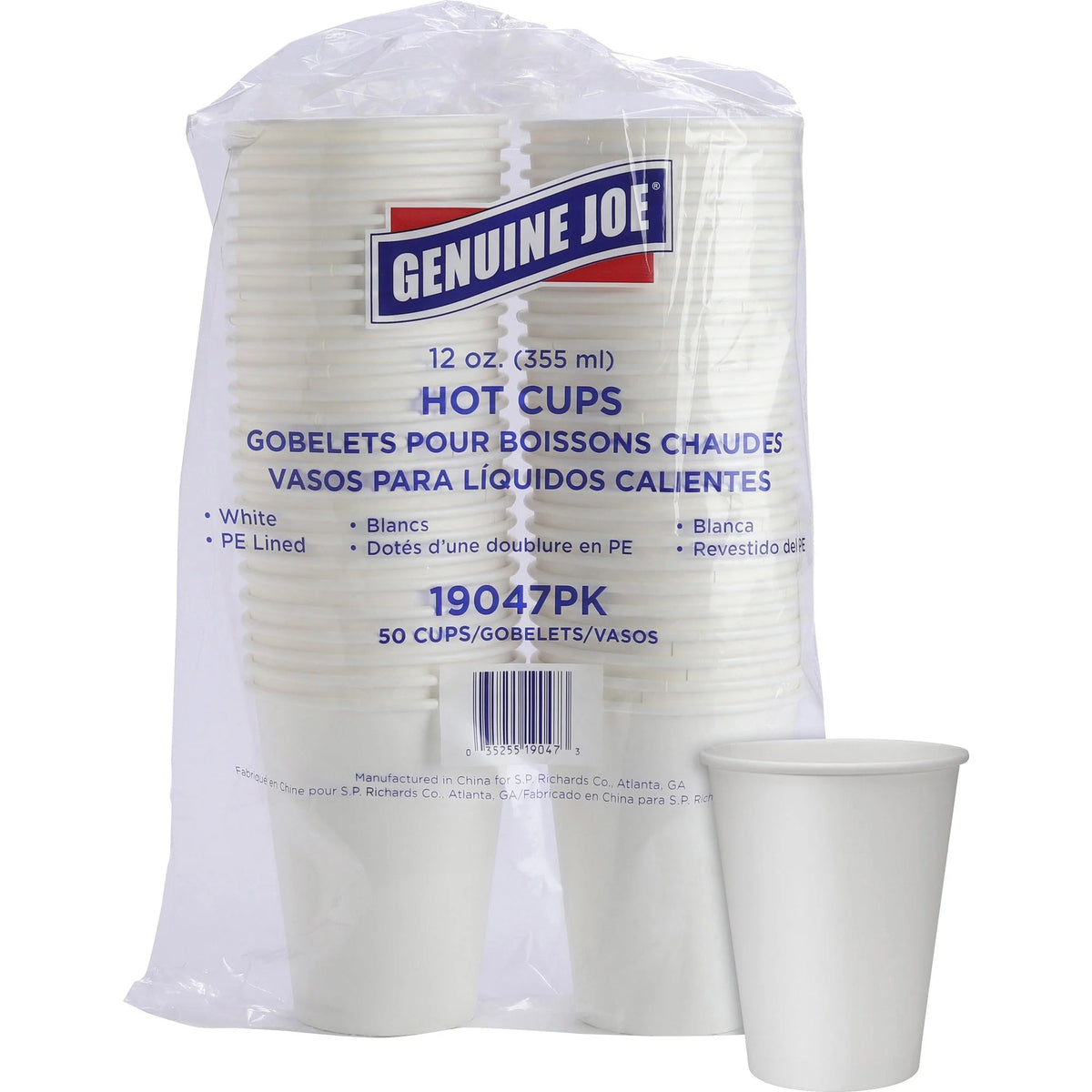 Genuine Joe Disposable Hot Cups - 12 oz White - 50/Pack