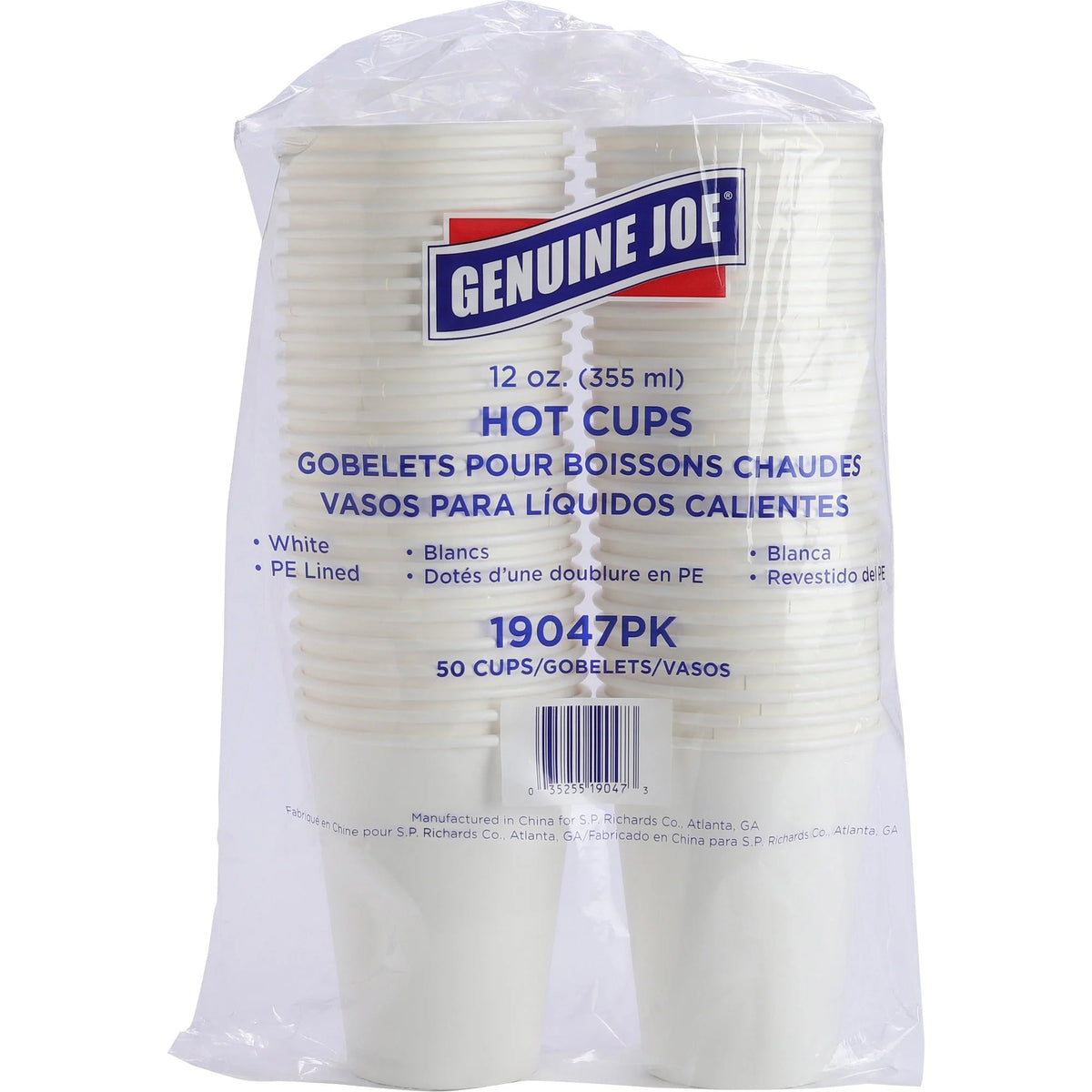Genuine Joe Disposable Hot Cups - 12 oz White Polyurethane - 50/Pack