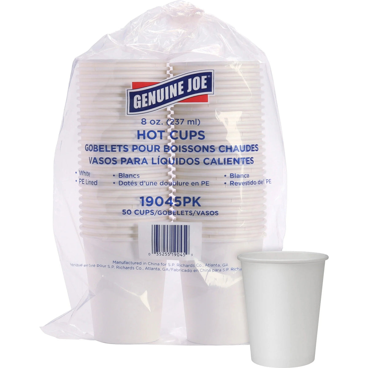 Genuine Joe Disposable Hot Cups - 8 oz White Polyurethane - 50/Pack