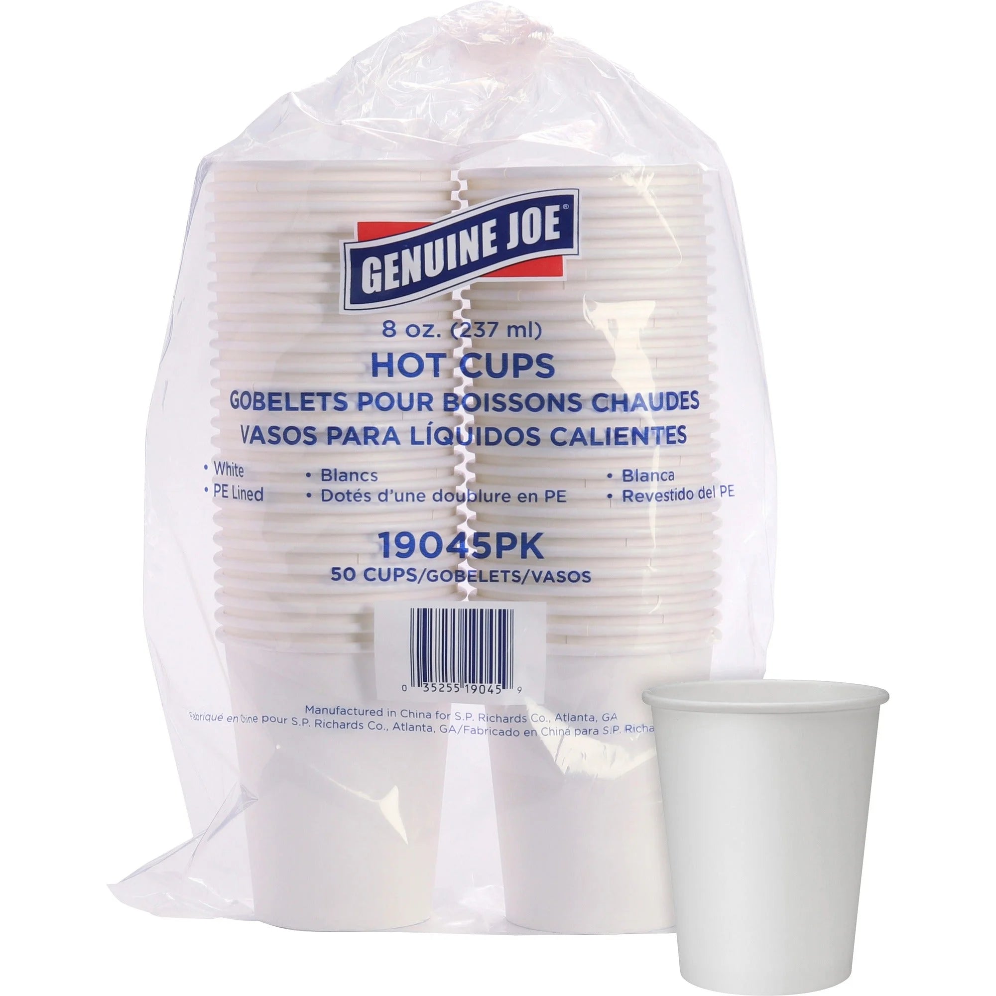 Genuine Joe Disposable Hot Cups - 8 oz White Polyurethane - 50/Pack