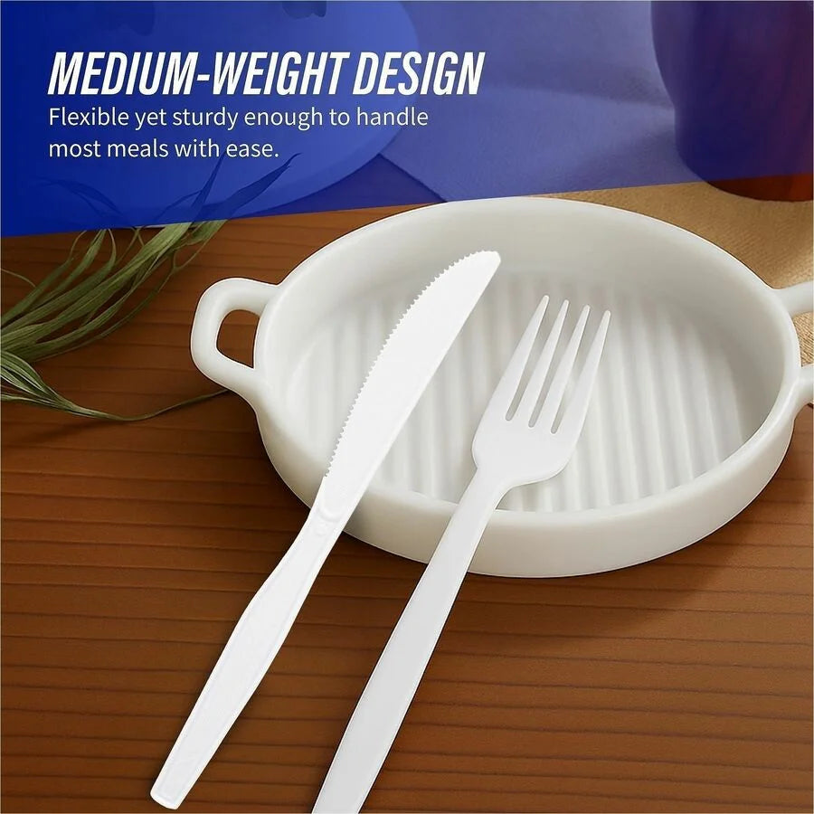 Genuine Joe Disposable Knives - Heavyweight White Cutlery - 100/Box