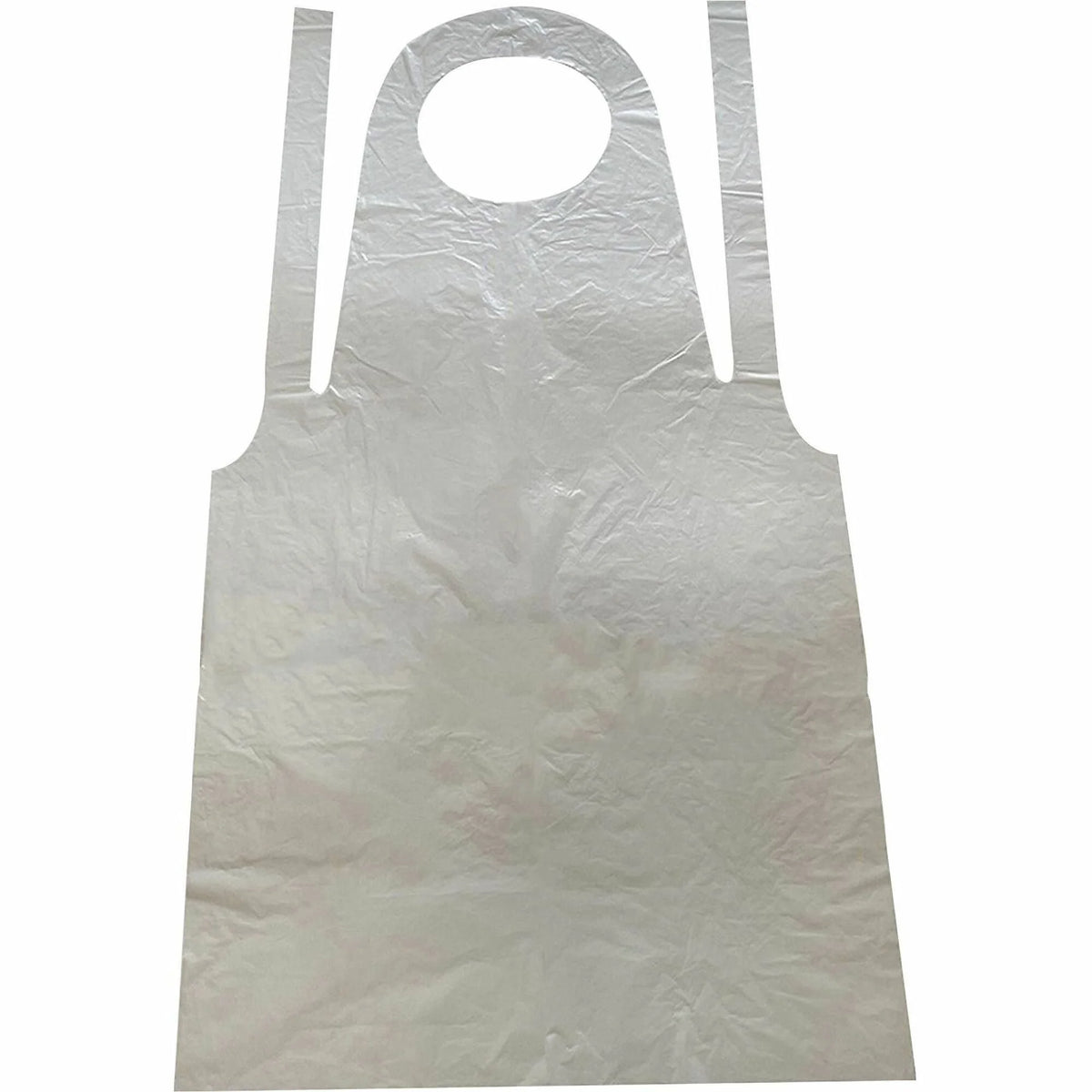 Genuine Joe Disposable Poly Apron - White - 100/Pack - Overall Bibs & Aprons