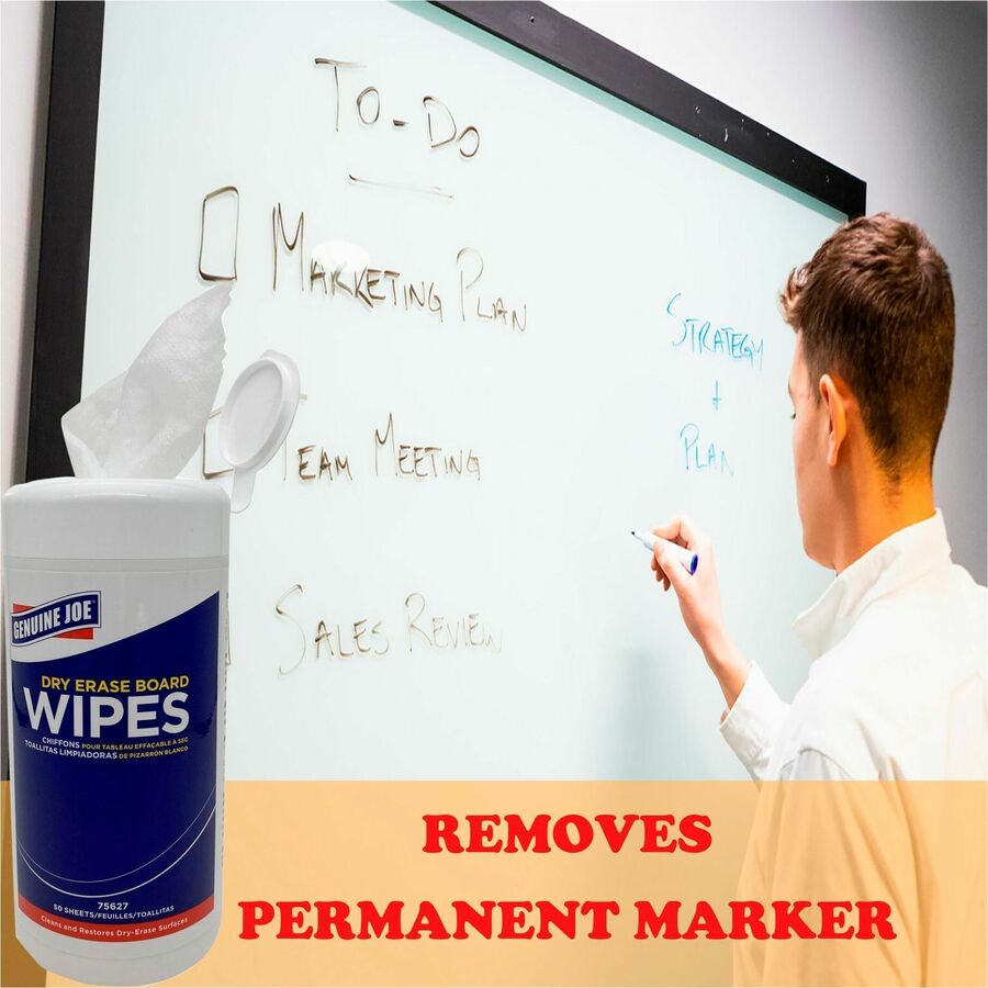 Genuine Joe Dry Erase Board Cleaning Wipes - Front