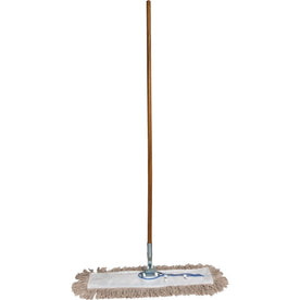 Genuine Joe Dust Mop Combo: 24’’ Cotton Head 60’’ Wood Handle - Mops & Refills
