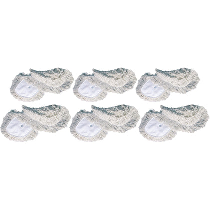 Genuine Joe Dust Mop Head Refill - High-Quality Cotton Yarn - White - 6/Carton - Mops & Refills