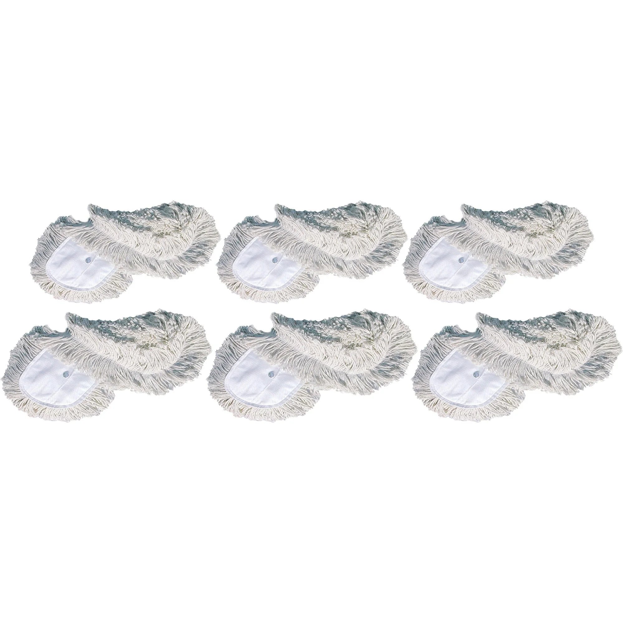 Genuine Joe Dust Mop Head Refill - High-Quality Cotton Yarn - White - 6/Carton - Mops & Refills
