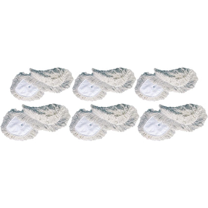 Genuine Joe Dust Mop Head Refill - High-Quality Cotton Yarn - White - 6/Carton - Mops & Refills