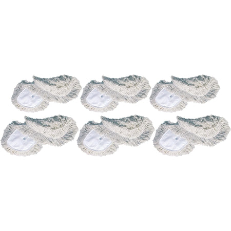 Genuine Joe Dust Mop Head Refill - High-Quality Cotton Yarn - White - 6/Carton - Mops & Refills